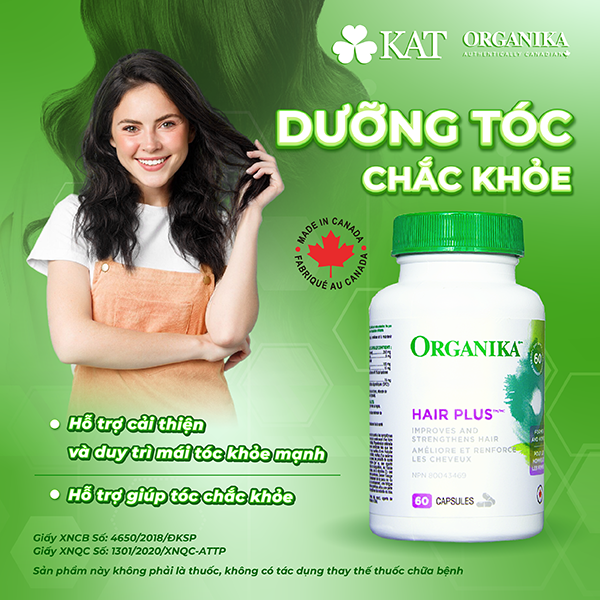 Thực phẩm bảo vệ sức khỏe Organika Hair Plus hỗ trợ giúp tóc chắc khỏe, duy trì mái tóc khỏe mạnh