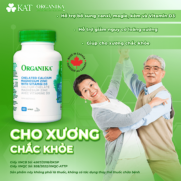 Thực phẩm bảo vệ sức khỏe Organika Calcium hỗ trợ giảm nguy cơ loãng xương, giúp xương chắc khỏe