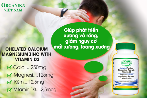 Chelated Calcium Magnesium Zinc With Vitamin D3 – Giúp phát triển xương và răng, giảm nguy cơ mất xương, loãng xương
